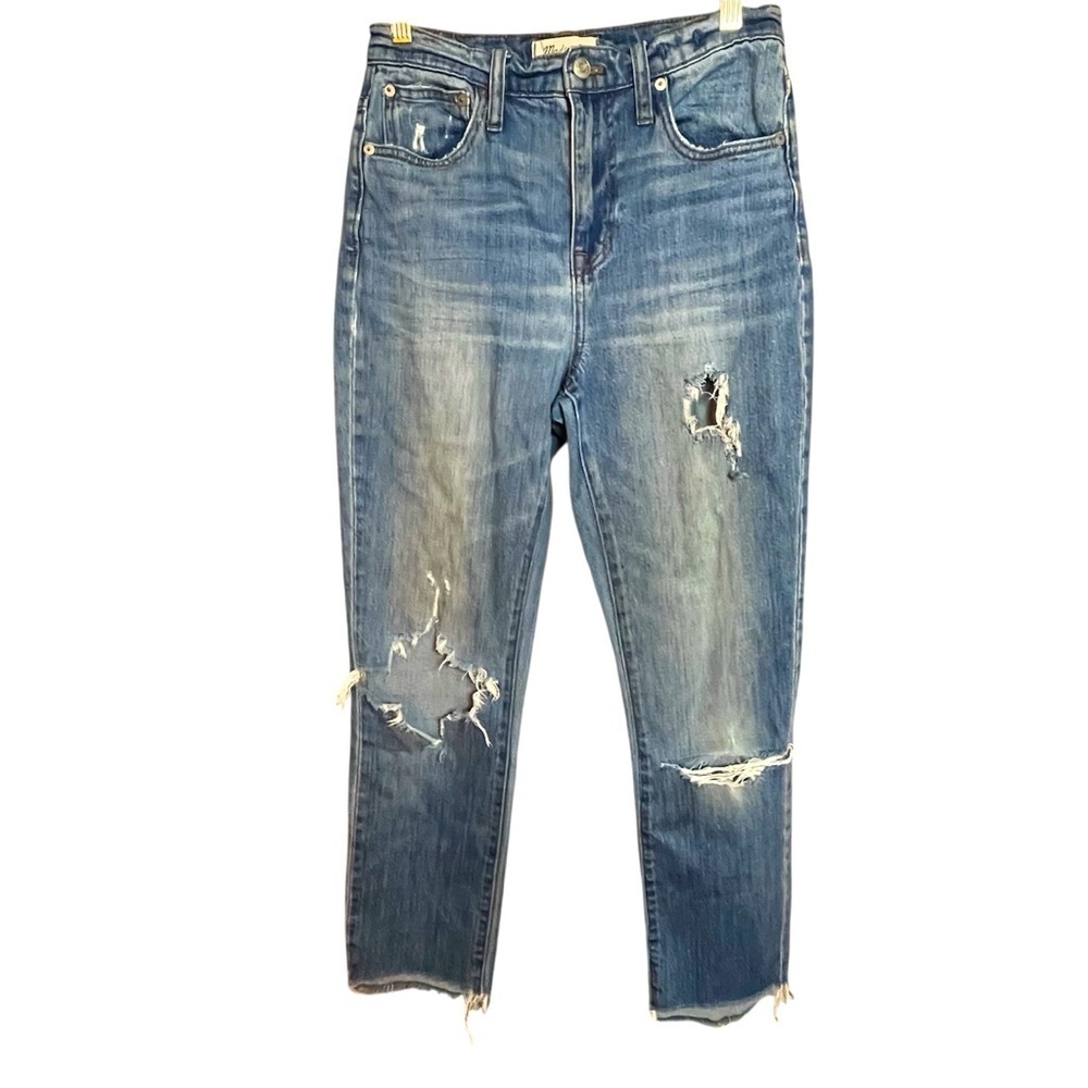 Madewell High Rise Slim Boyfriend Jeans Womens Size 24 Blue Denim Distressed